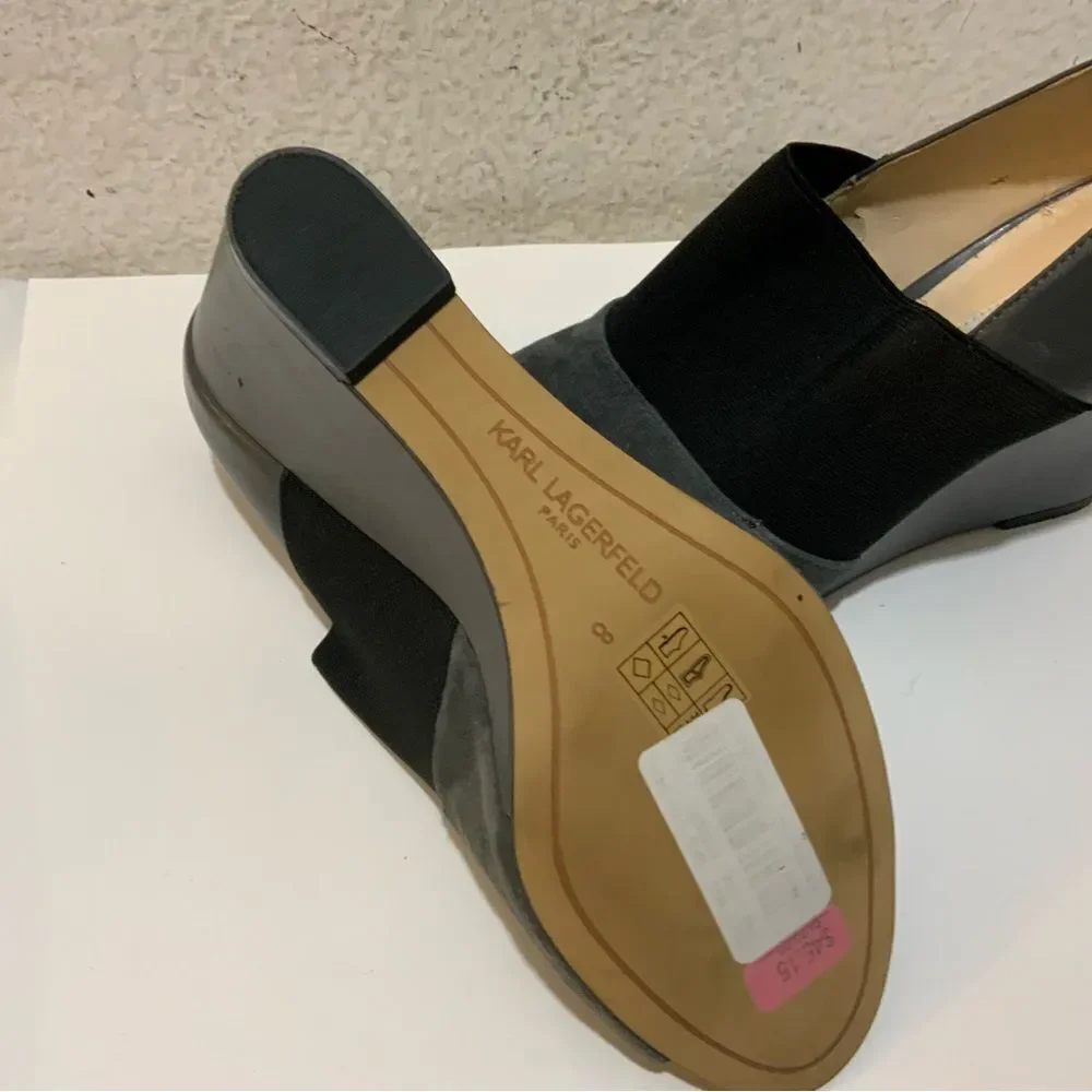 Karl Lagerfeld Moyen Darci Wedges 8 M Black Gray